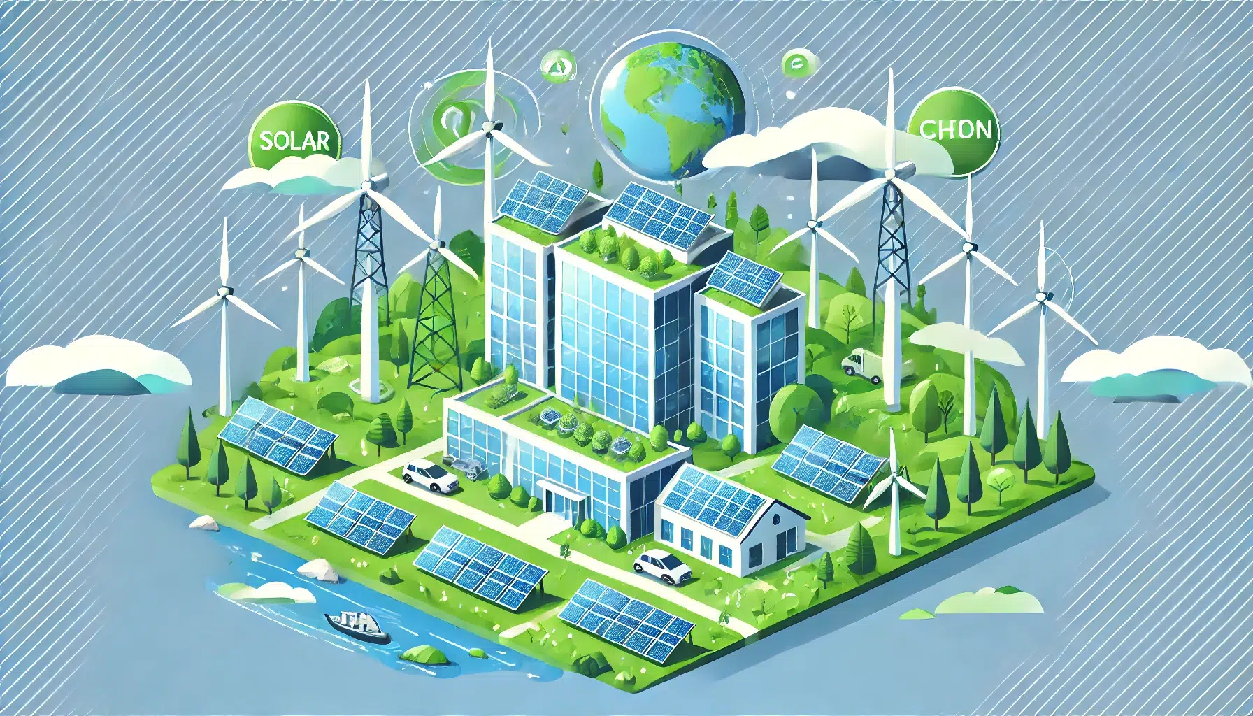 Une-bannière-image-illustrant-comment-réduire-l'empreinte-carbone-d'une-entreprise-en-utilisant-des-sources-d'énergie-renouvelables.-L'image-montre-une-construction-d'entreprise