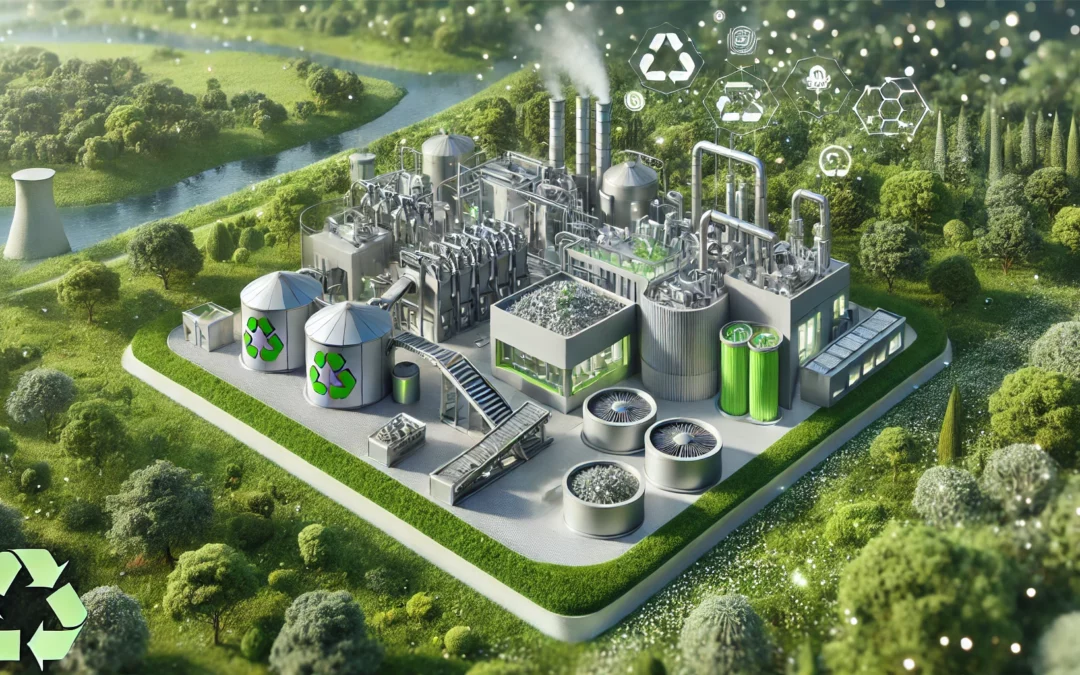 Une-image-de-bannière-réaliste-illustrant-les-innovations-dans-le-recyclage-des-matériaux-pour-un-avenir-plus-vert.-L'image-montre-une-installation-de-recyclage-moderne