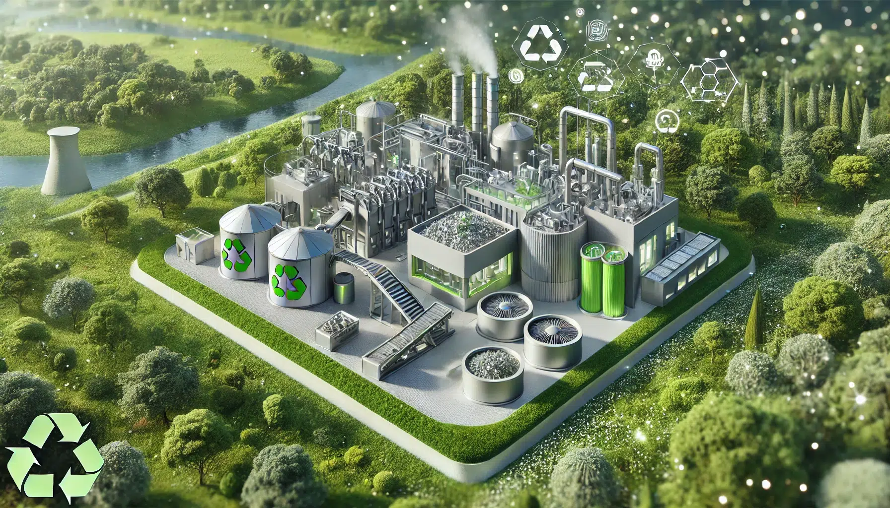 Une-image-de-bannière-réaliste-illustrant-les-innovations-dans-le-recyclage-des-matériaux-pour-un-avenir-plus-vert.-L'image-montre-une-installation-de-recyclage-moderne